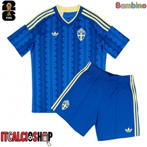 Svezia Seconda Maglia Bambino Mondiali 2026 Manica Corta (+ Pantaloni corti)